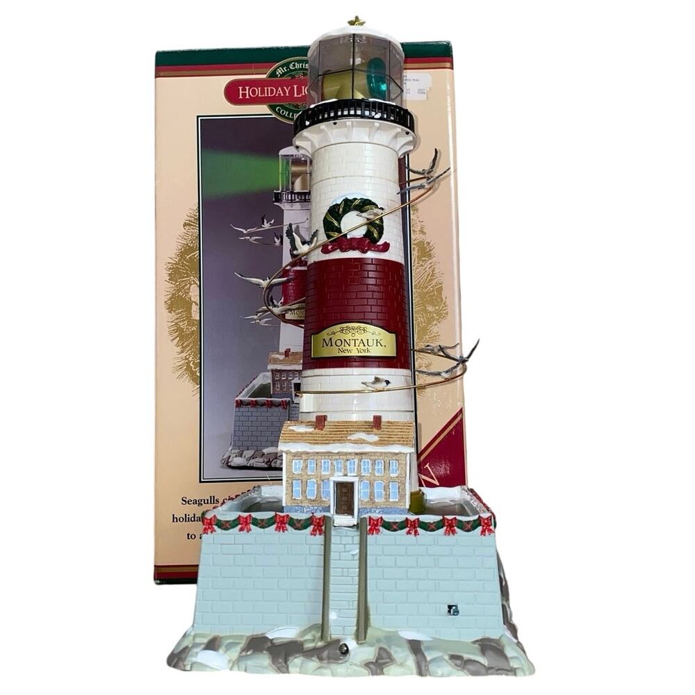 Animated Lighthouse Montauk NY Vintage Mr Christmas Rotating Light Up w/ Sounds